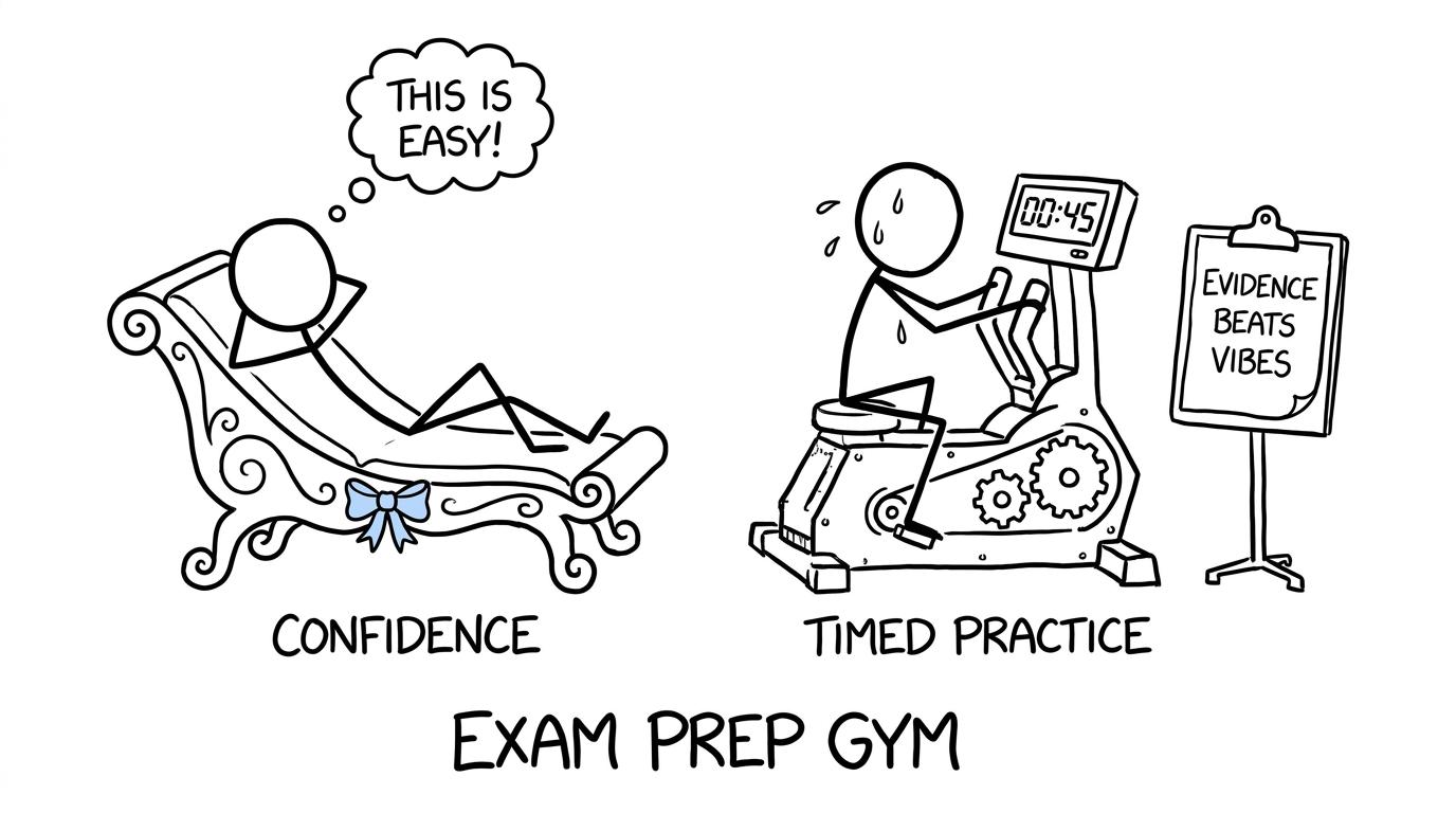 A student choosing timed practice rather than confidence alone