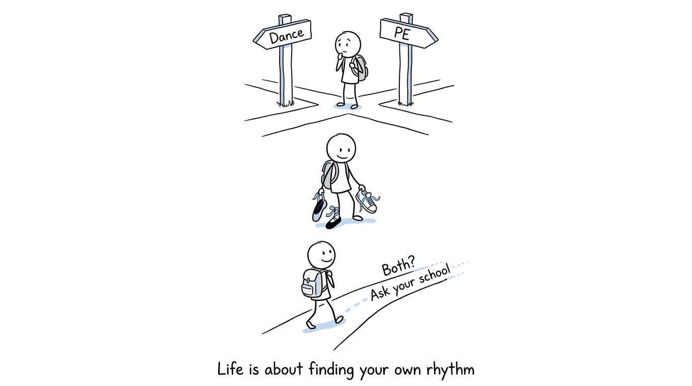 A student considering Dance and PE at an options crossroads