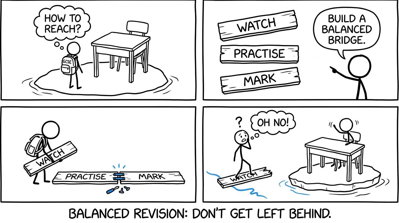 A revision bridge needs watch, practise and mark planks