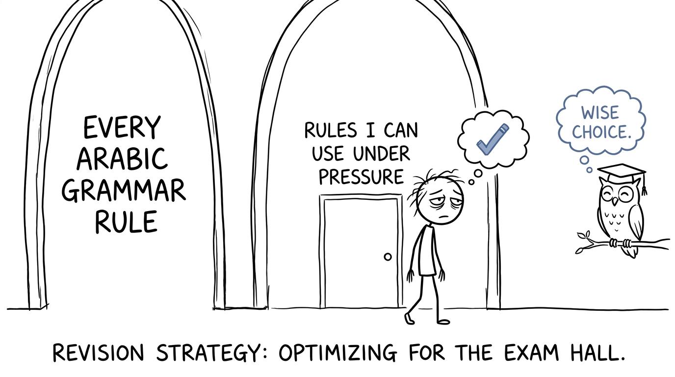 A student choosing useful grammar over every grammar rule