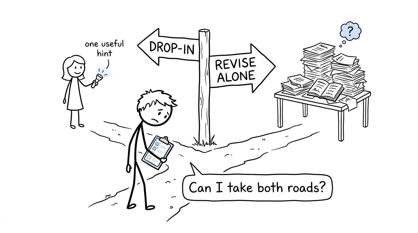 A student wondering whether drop-ins and independent revision can be combined