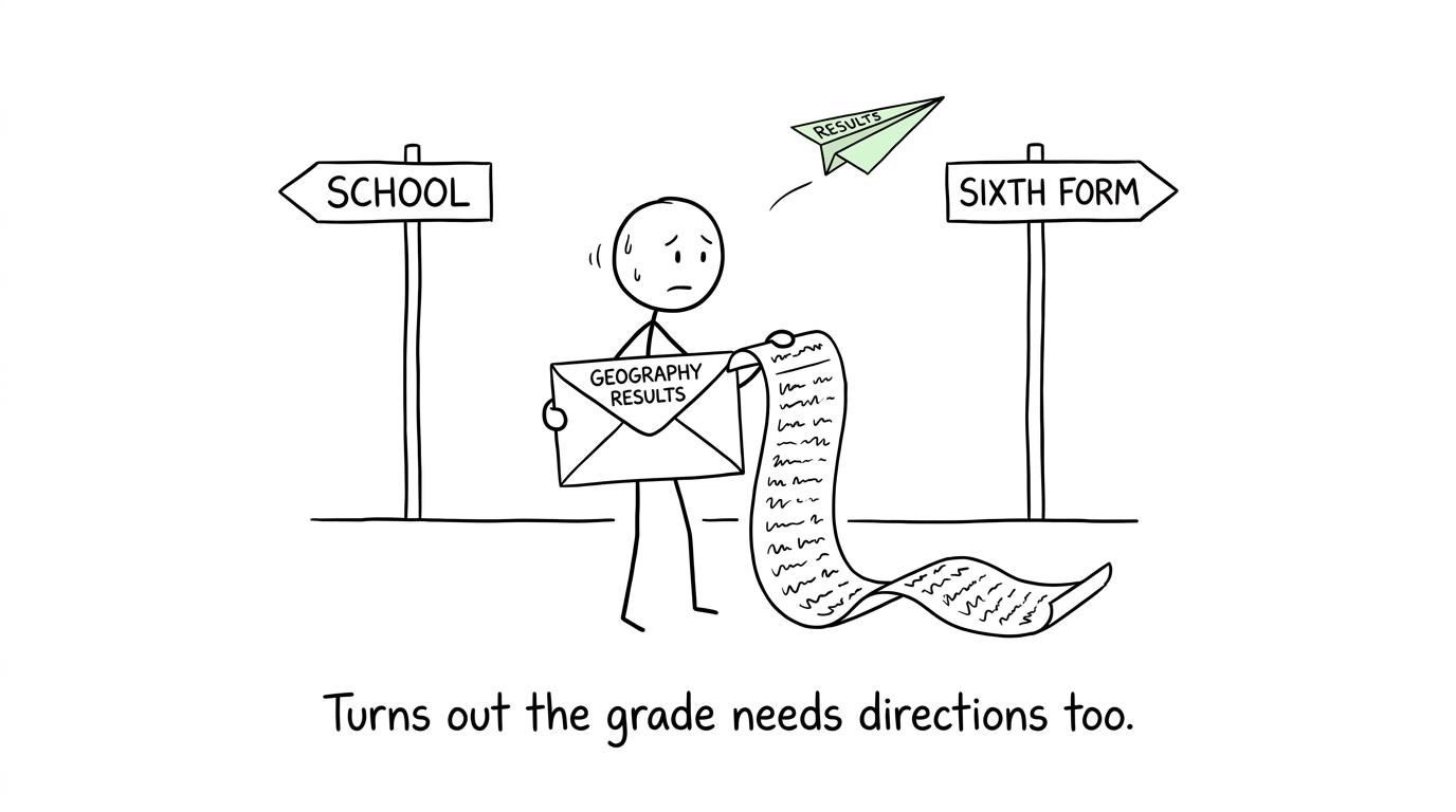 A GCSE result finding its way from school to sixth form