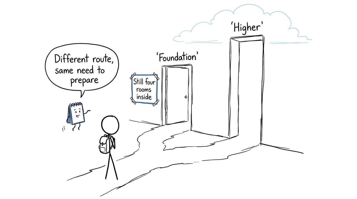 A student choosing between Foundation and Higher exam routes