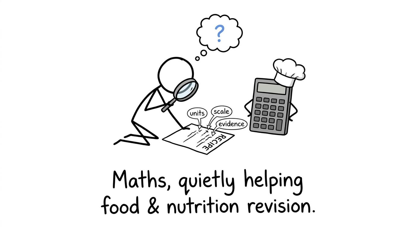 A calculator in a chef hat helps investigate hidden clues in a recipe
