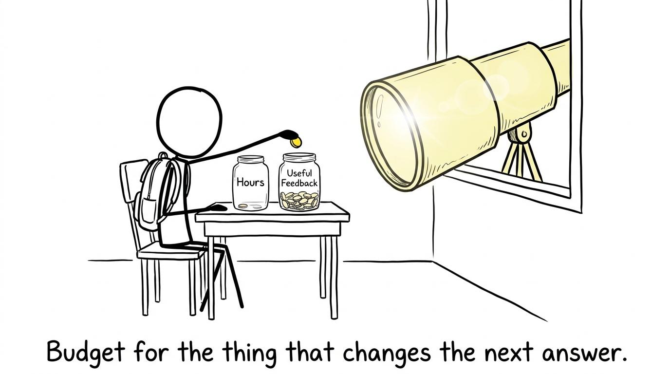 A student wisely puts revision coins into useful feedback rather than simply buying more hours