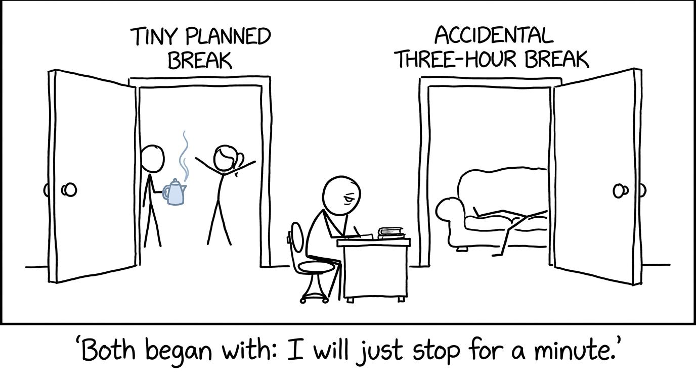 A student discovers how a one-minute break can become an afternoon