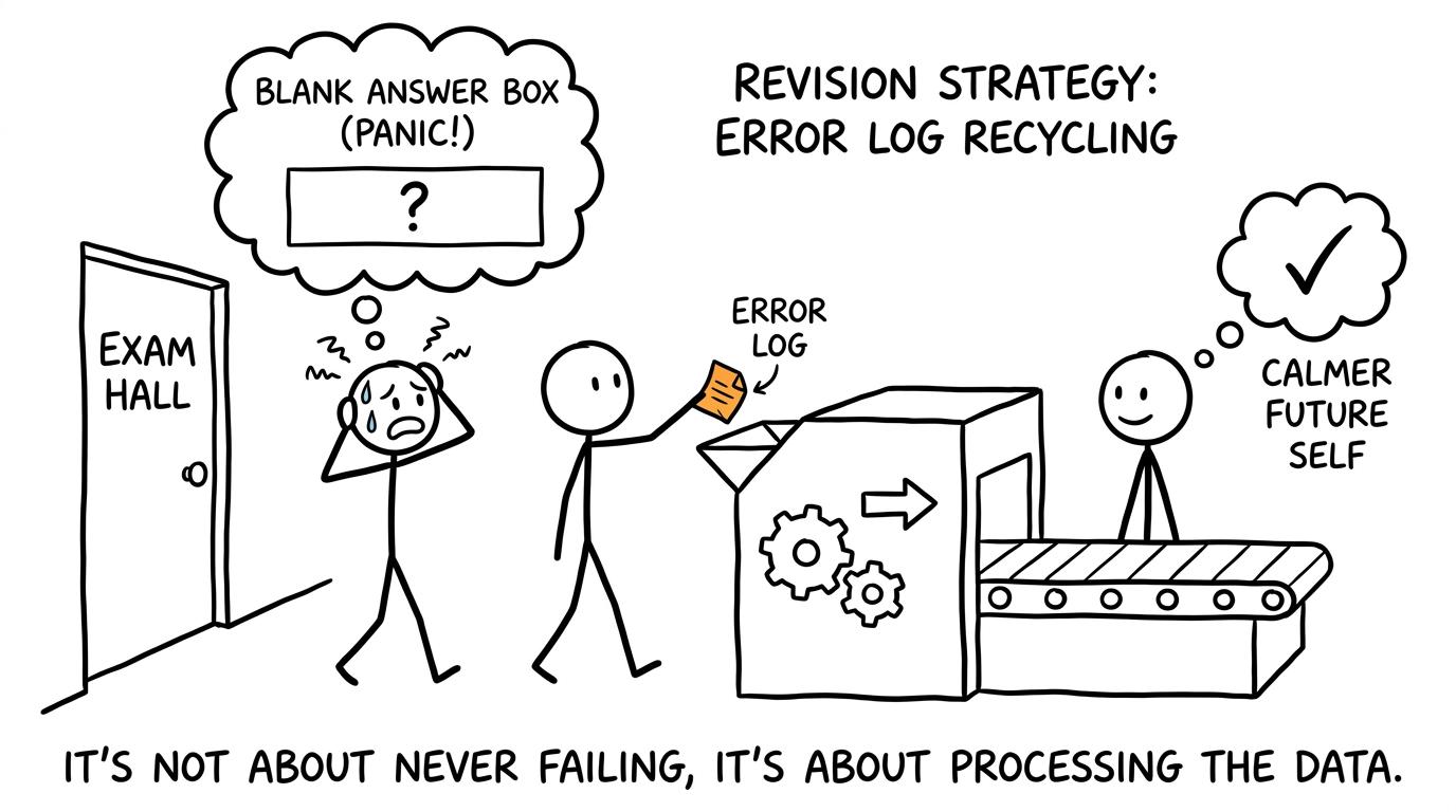 An error log recycling an exam mistake into a calmer future student