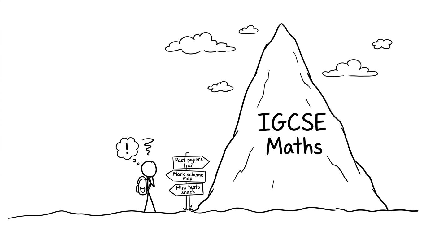 Student climbing the IGCSE maths mountain