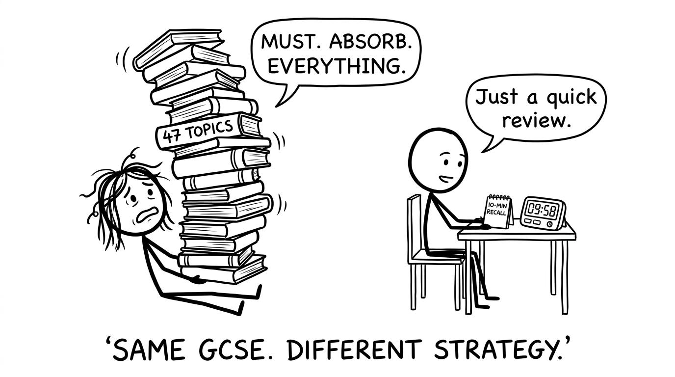 Two strategies: cramming vs 10-minute recall