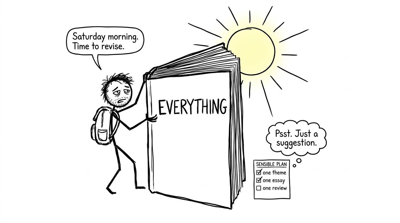 A student choosing a manageable revision checklist instead of trying to learn everything at once
