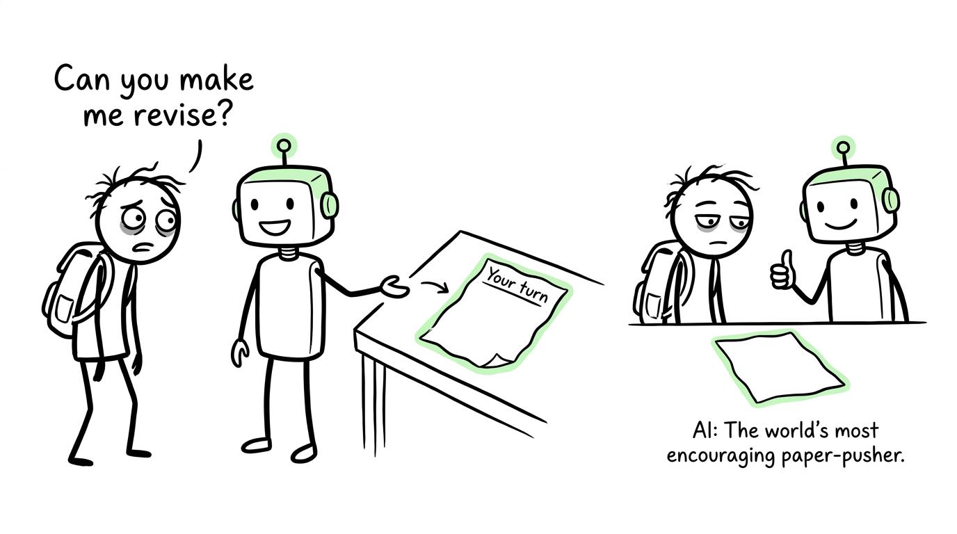 A GCSE student discovers that an AI revision coach cannot do the practice paper for them