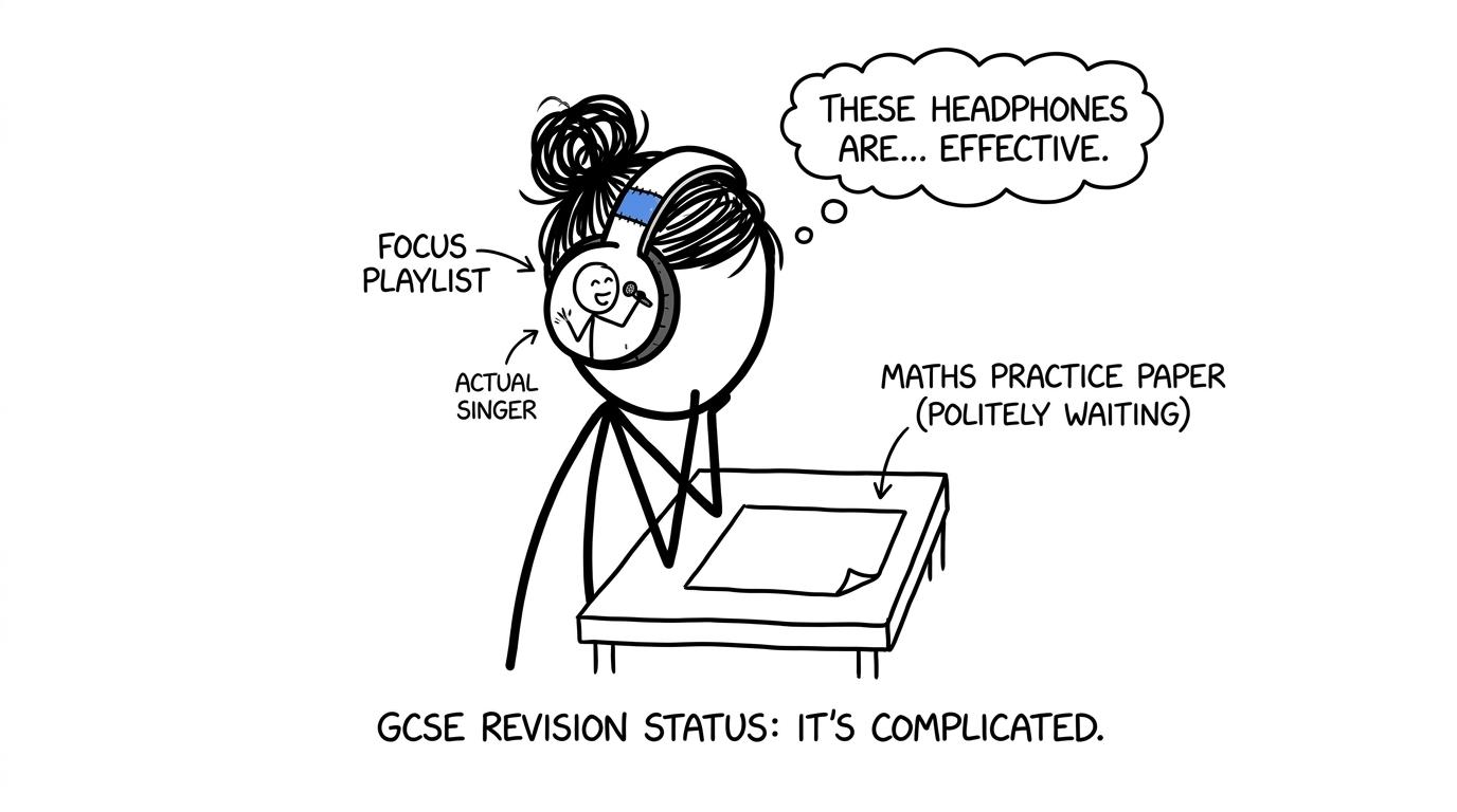 A student discovers that the focus playlist has its own distracting singer