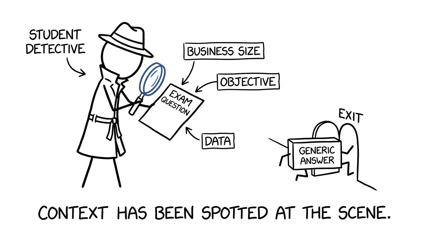 A student detective finds context clues while a generic answer attempts to escape