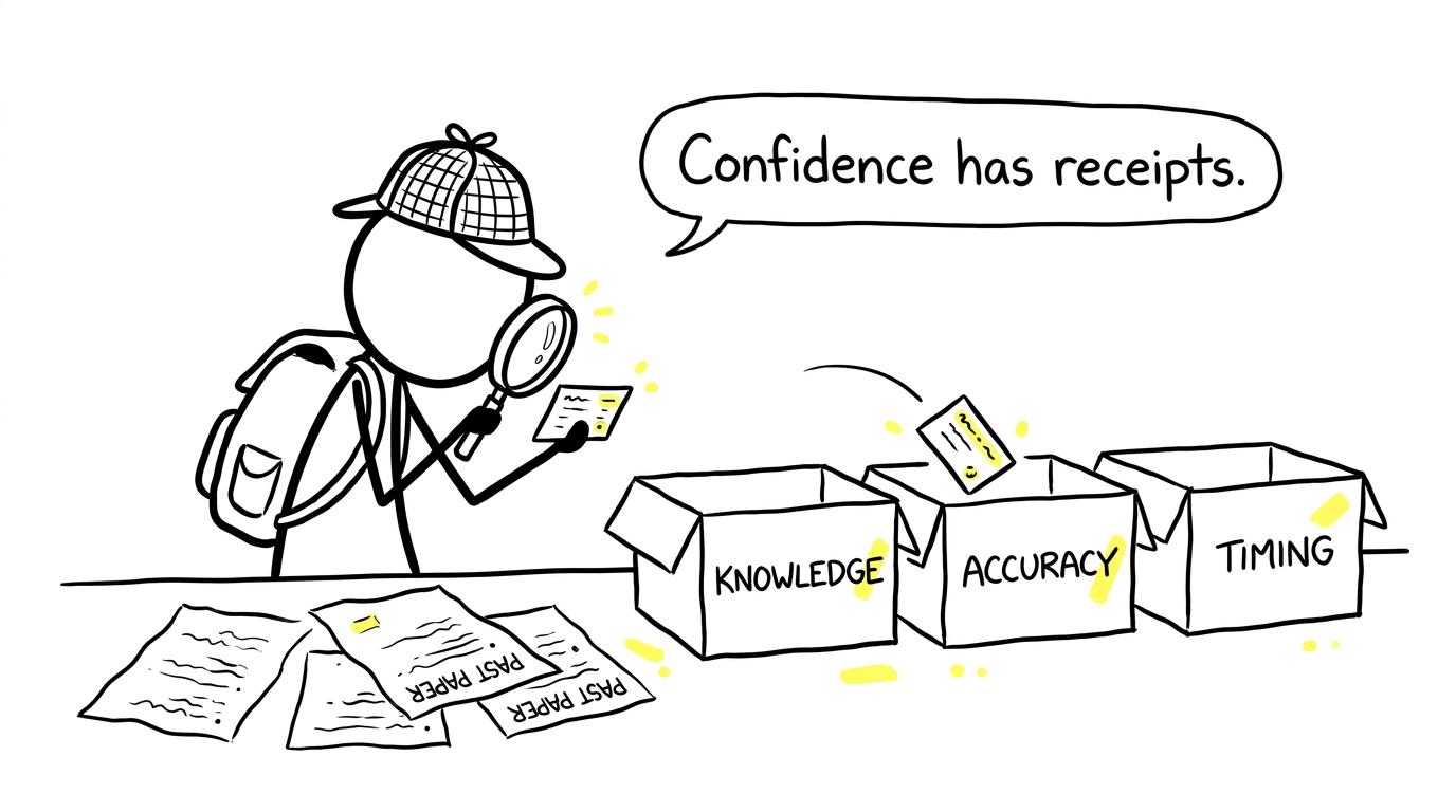 A student detective sorting past-paper errors into knowledge, accuracy and timing