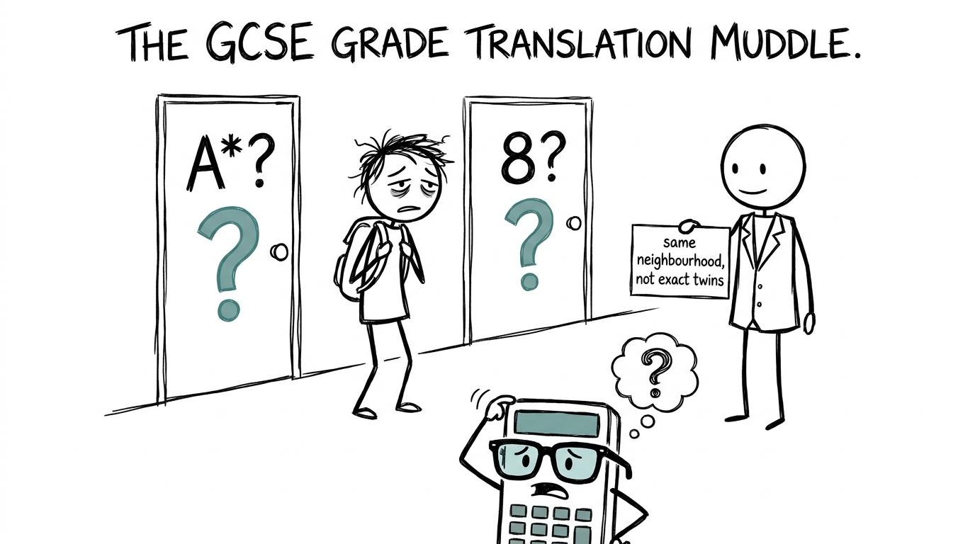 A student chooses between old and new grade labels