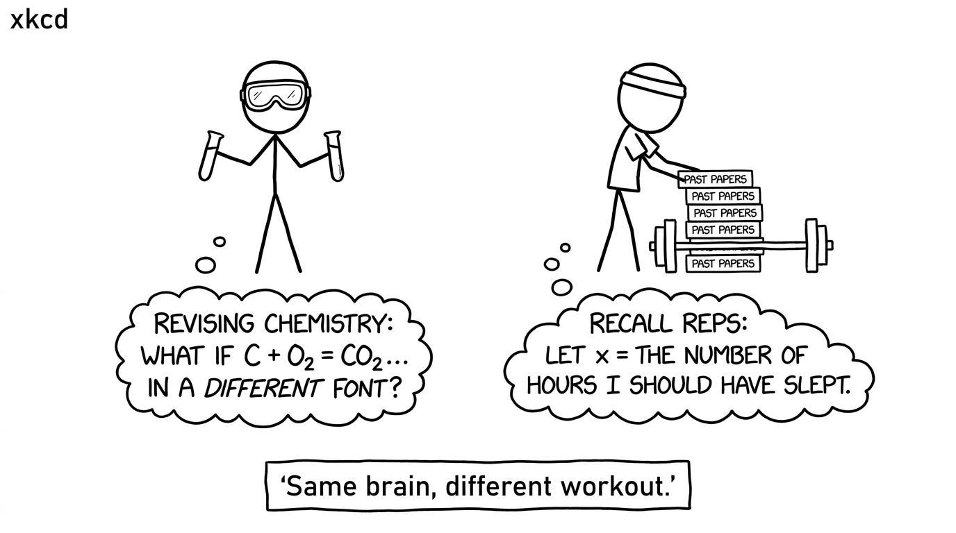 Science vs maths revision as a workout metaphor