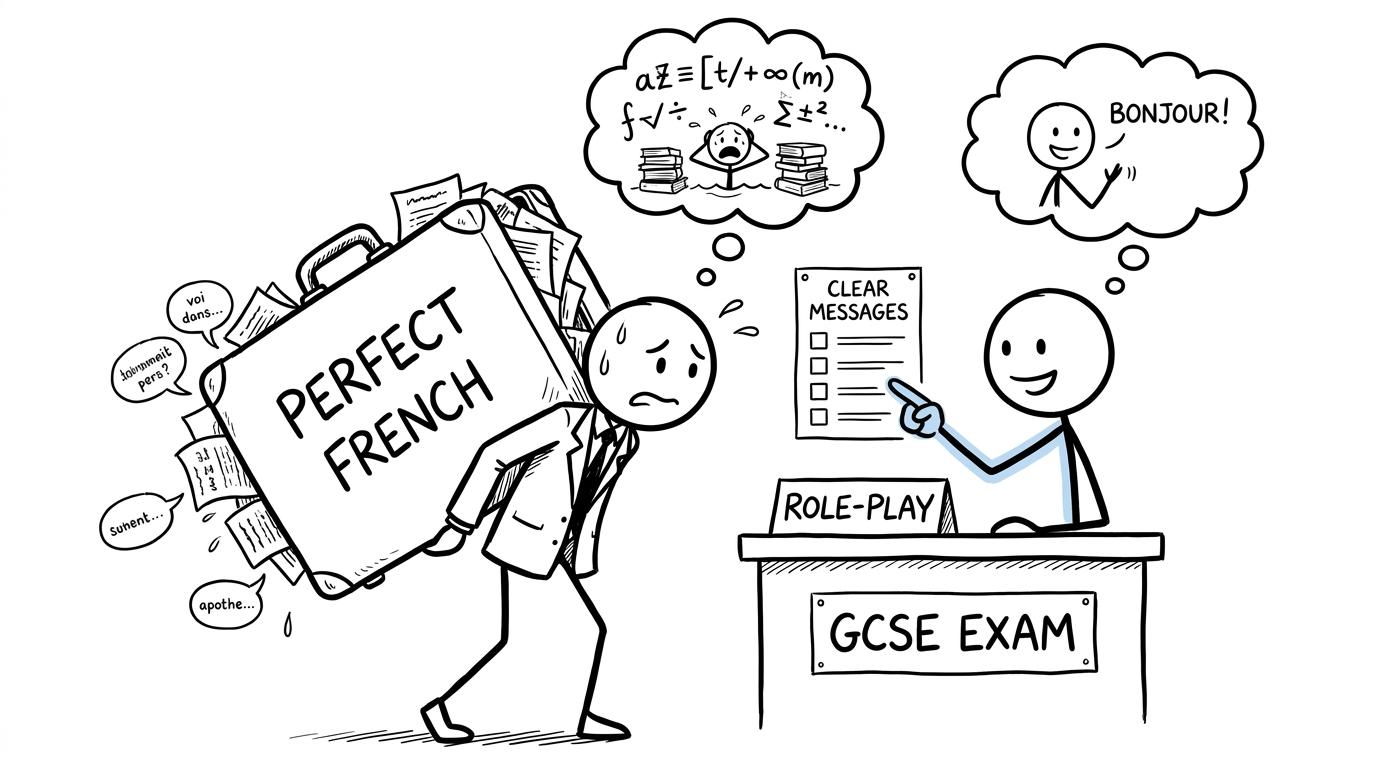 A student arrives with a suitcase of perfect French while the examiner checks five clear messages