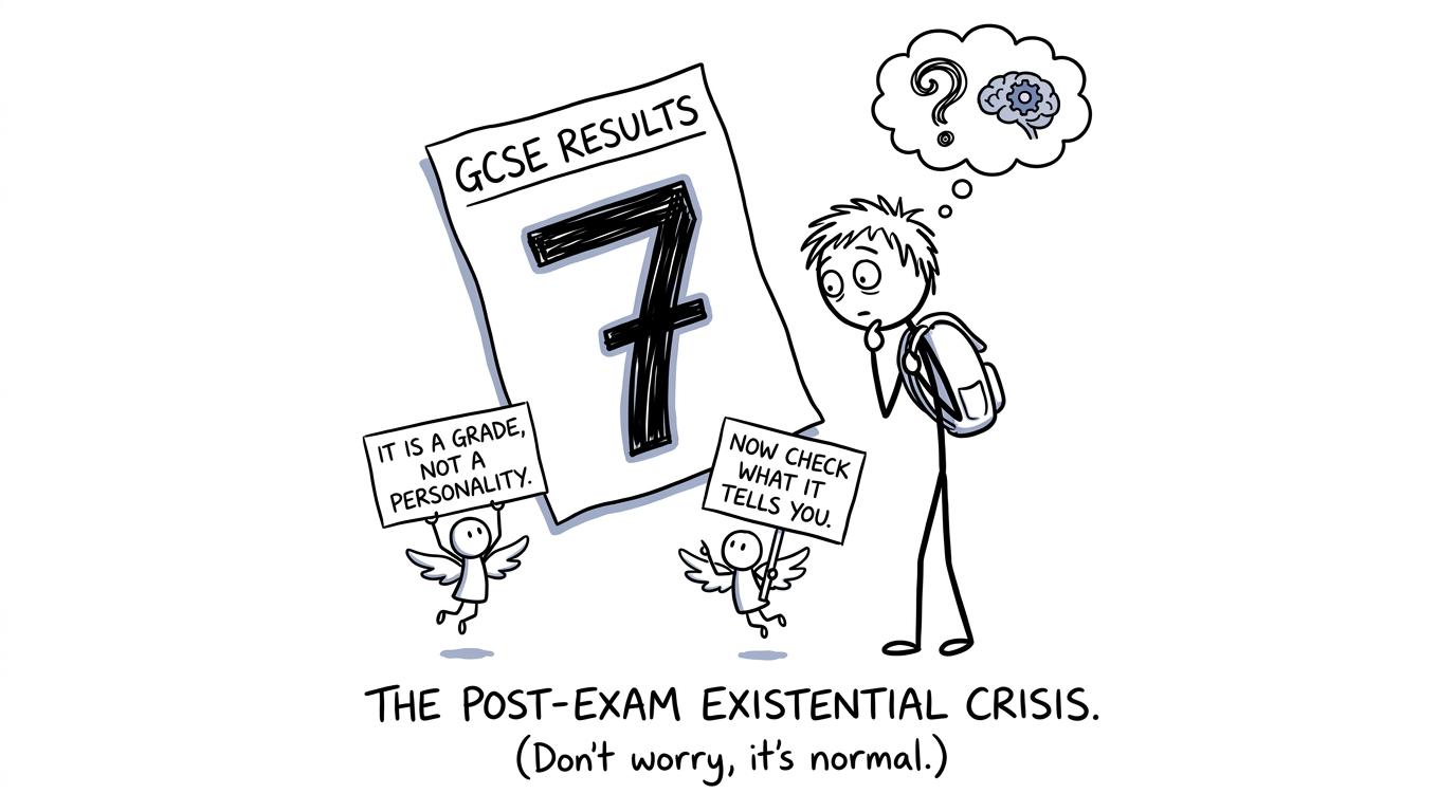 A student discovers that a grade is useful information rather than a complete identity