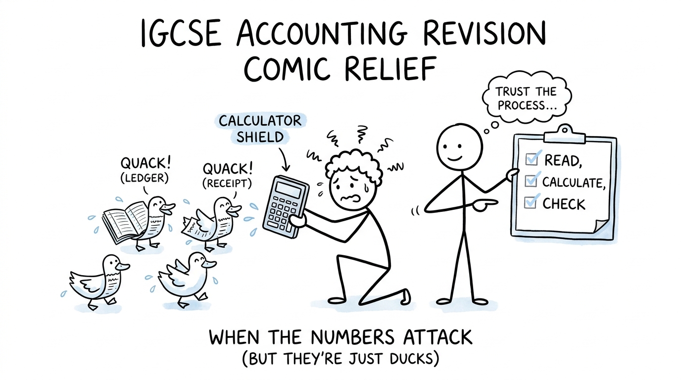 A calculator becomes a shield against a harmless flock of receipts