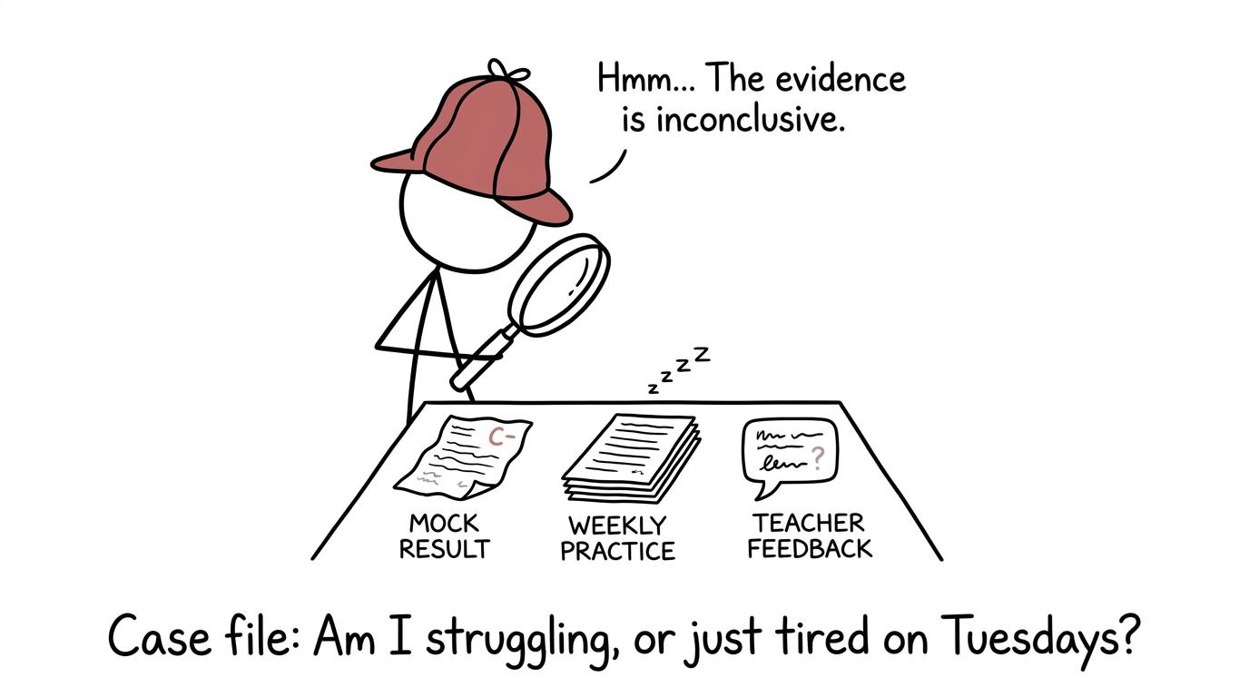 A revision detective investigates mock results, practice and teacher feedback