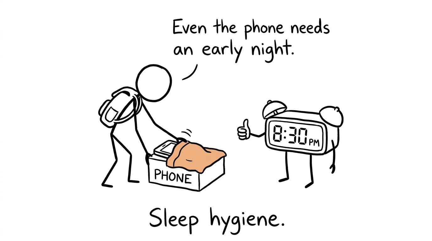 A student thoughtfully puts their phone to bed