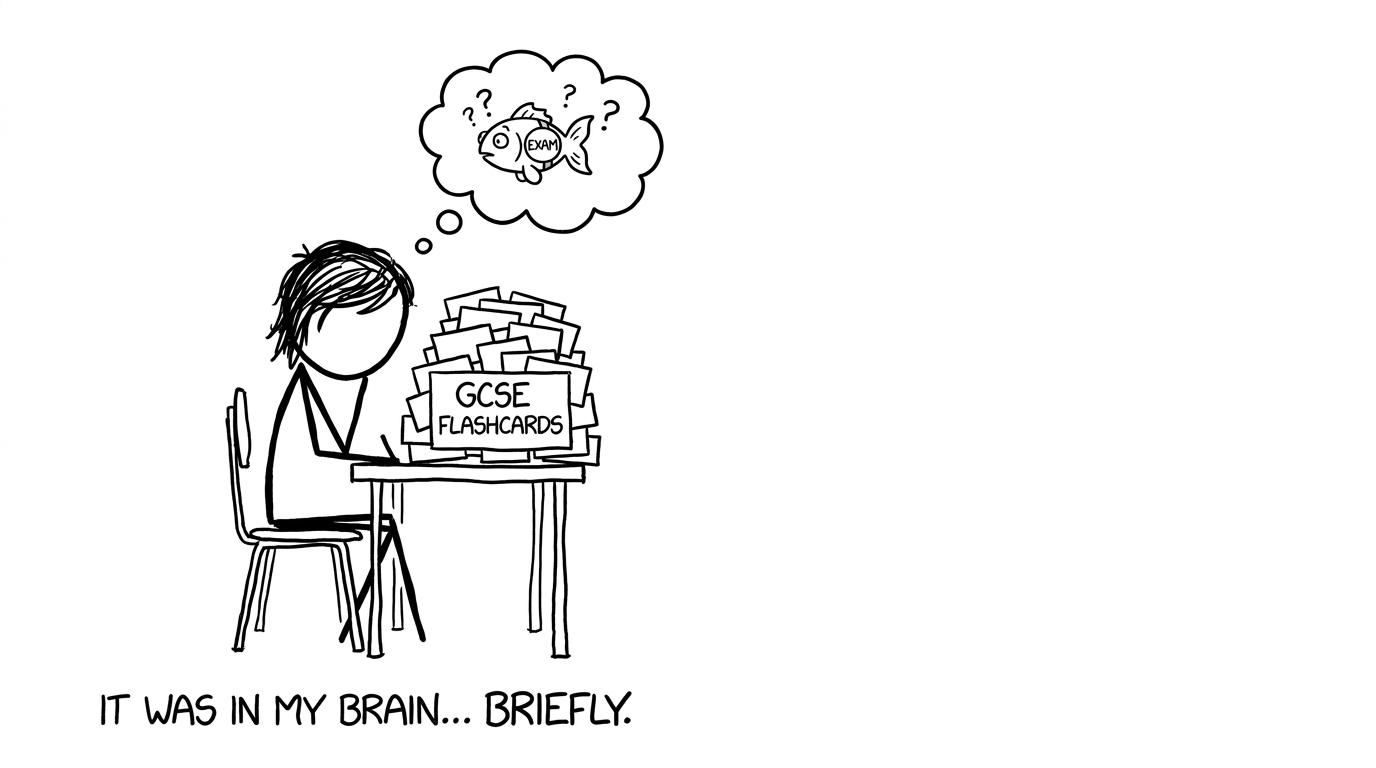A student revising with a goldfish brain