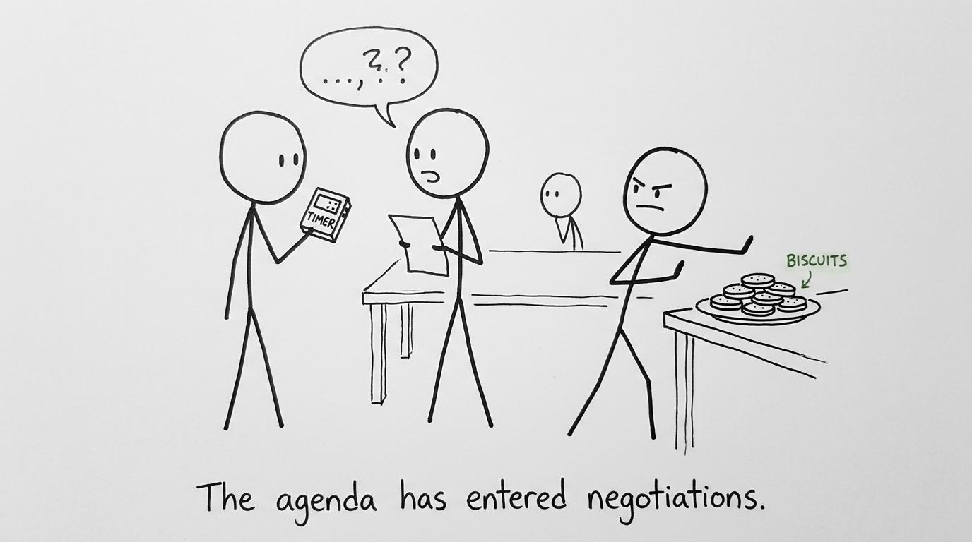 A revision group negotiating whether the agenda or biscuits are in charge