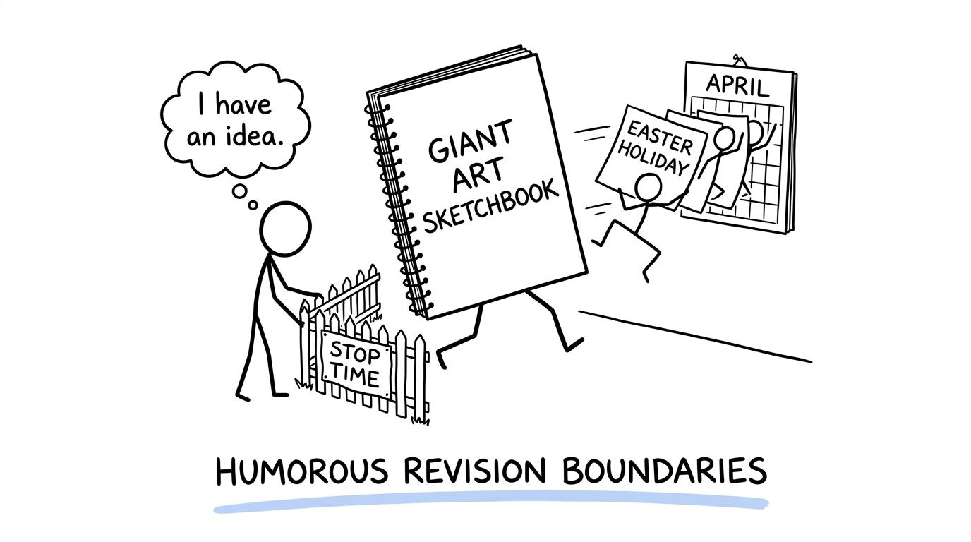 A runaway sketchbook contained by a sensible stopping time