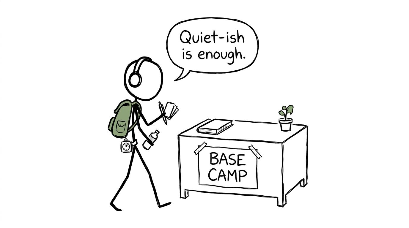 A student carrying a portable revision kit towards a library base camp