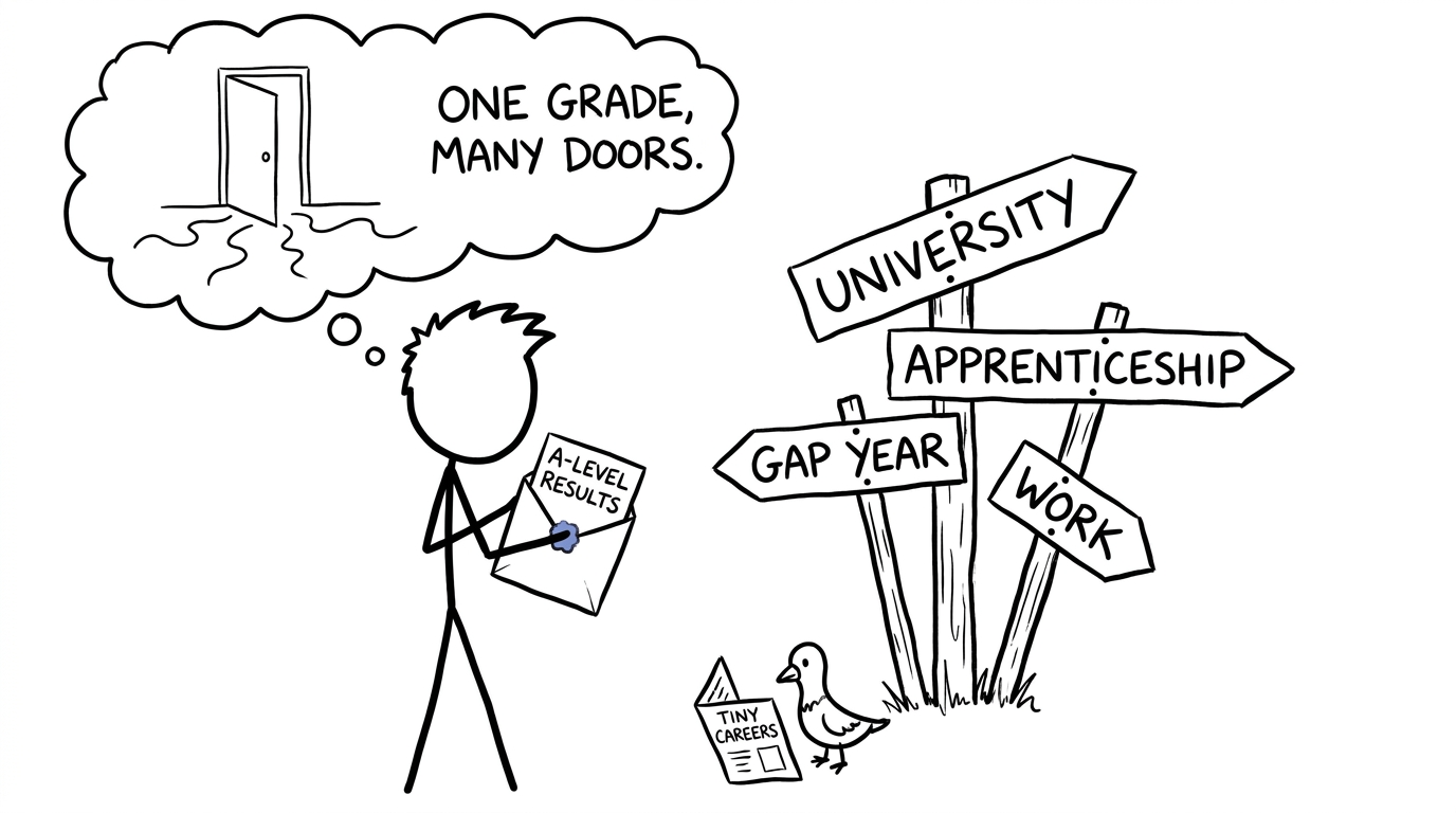 A student discovering several sensible routes after results day