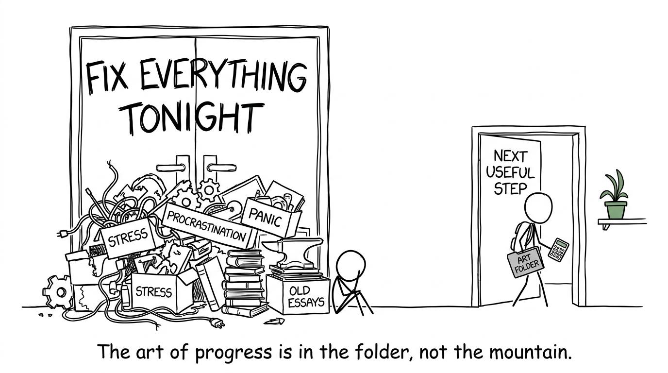The next useful step is easier to enter than the door marked fix everything tonight