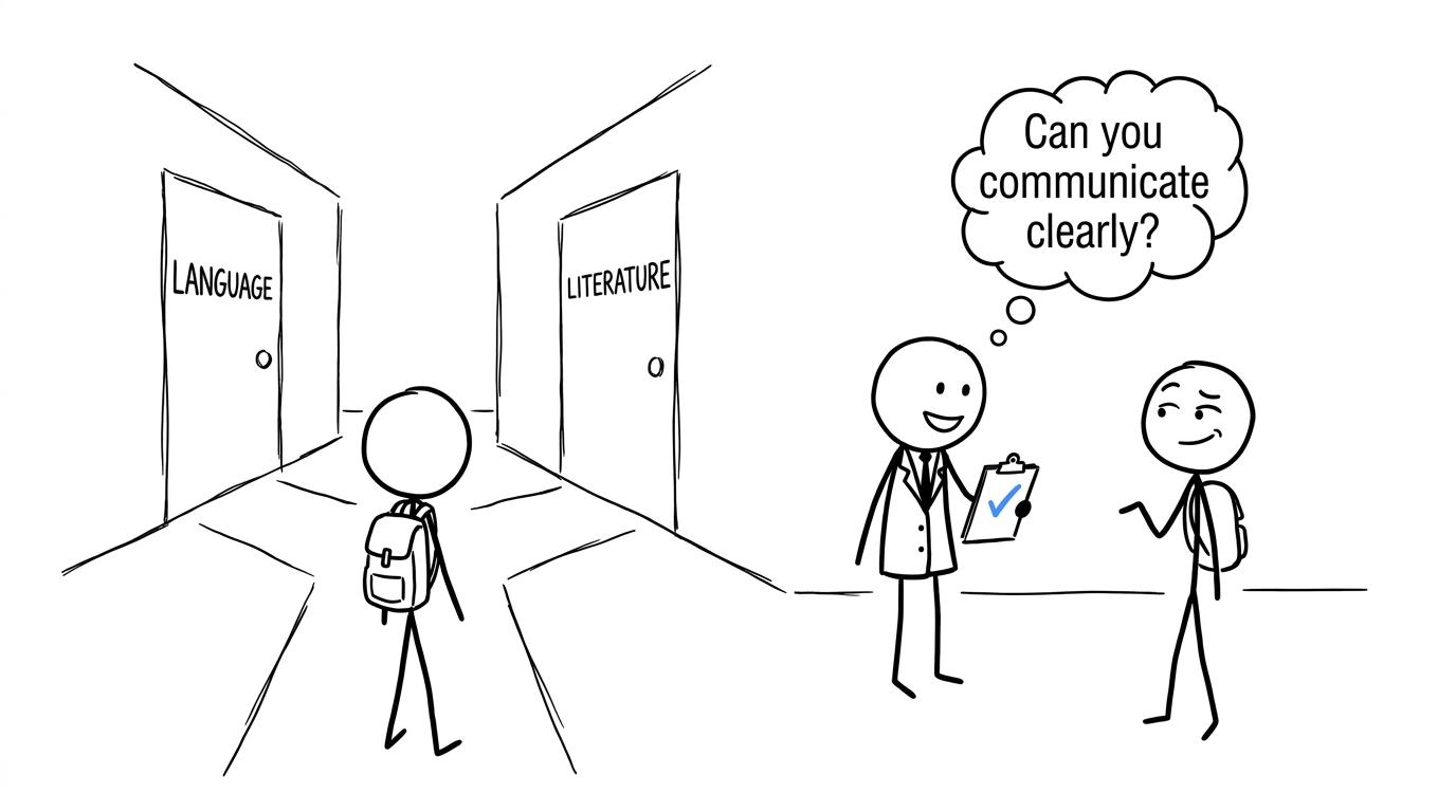 A student discovers that an employer's English checklist is smaller than expected