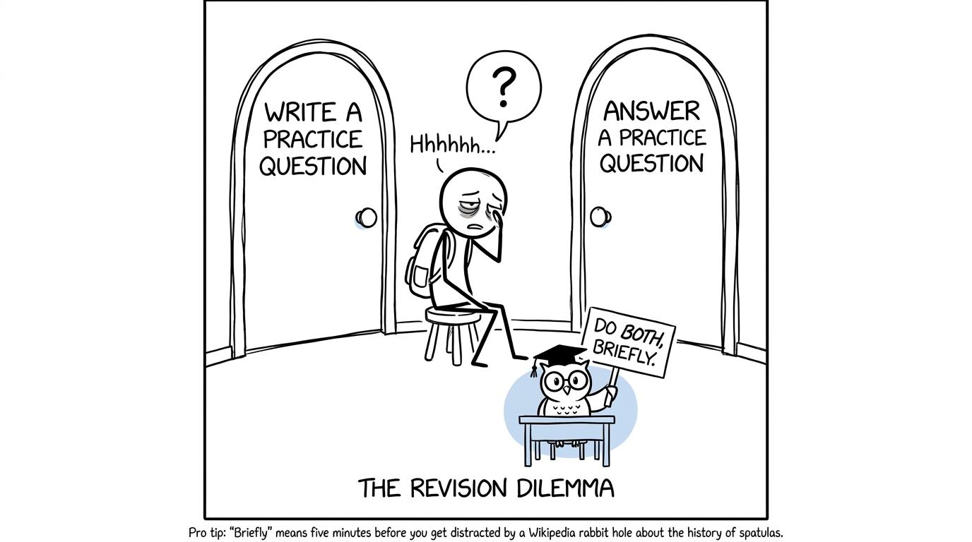 A GCSE student choosing between writing and answering practice questions