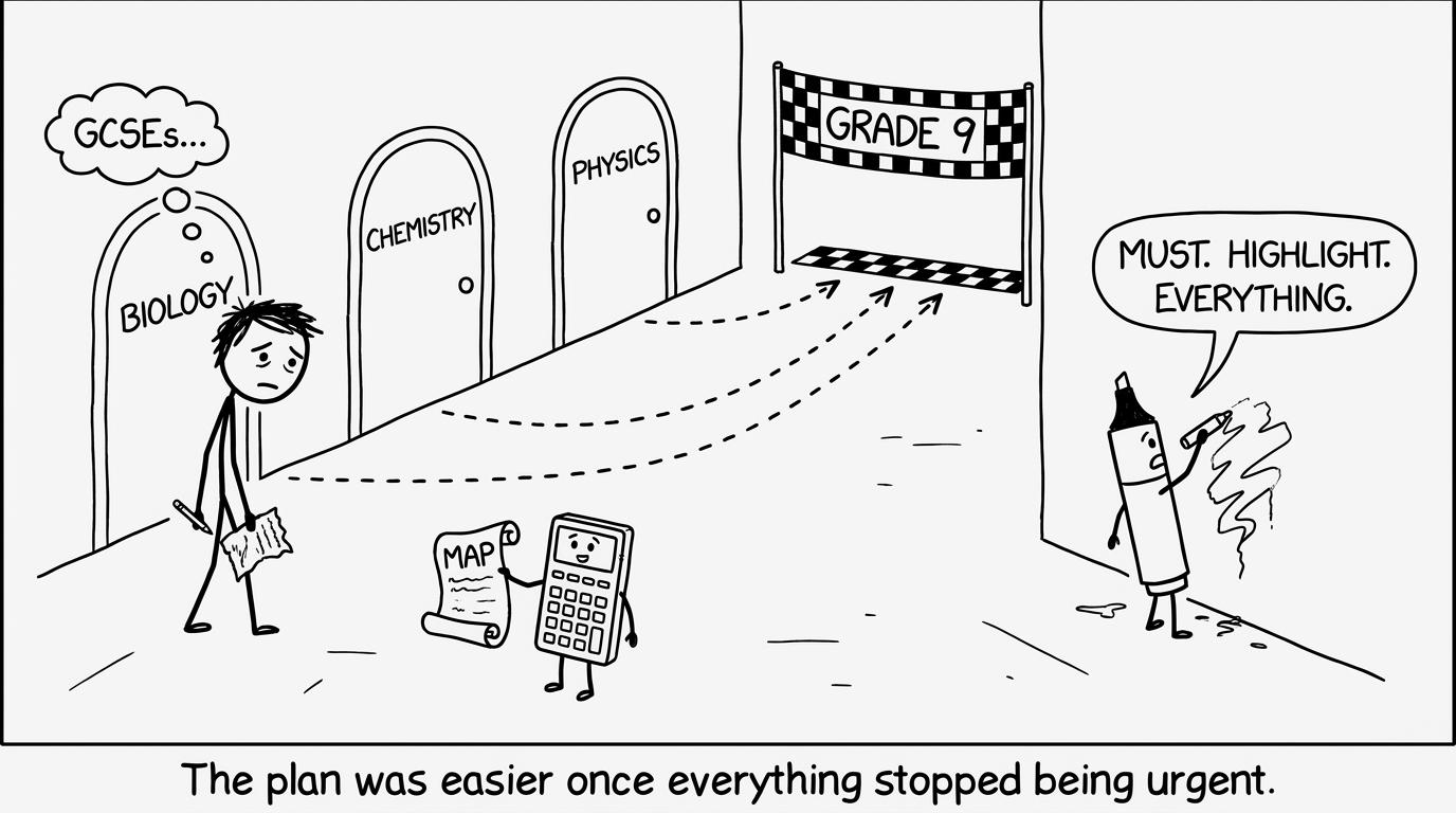 A student choosing a calmer route through Biology, Chemistry and Physics revision