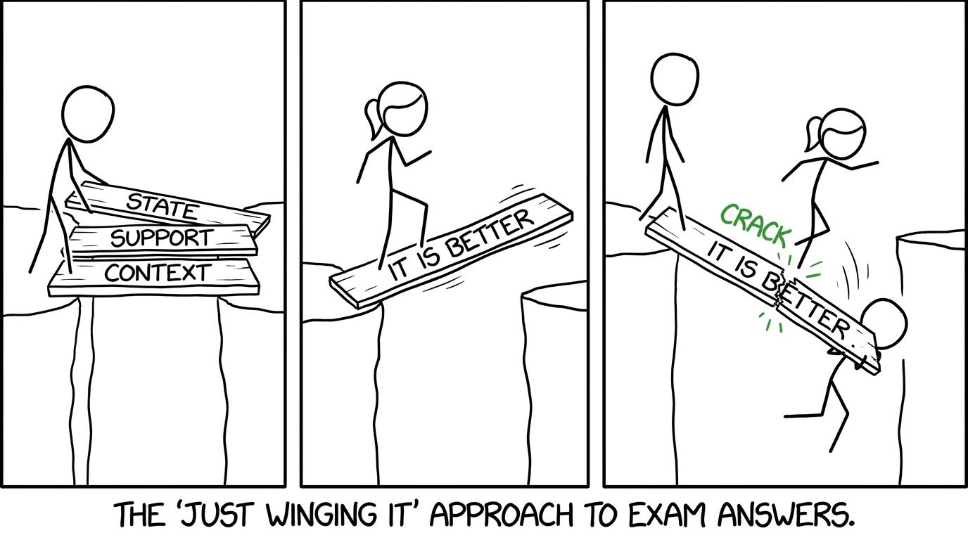 One student crosses the reasoning gap while another relies on a vague claim