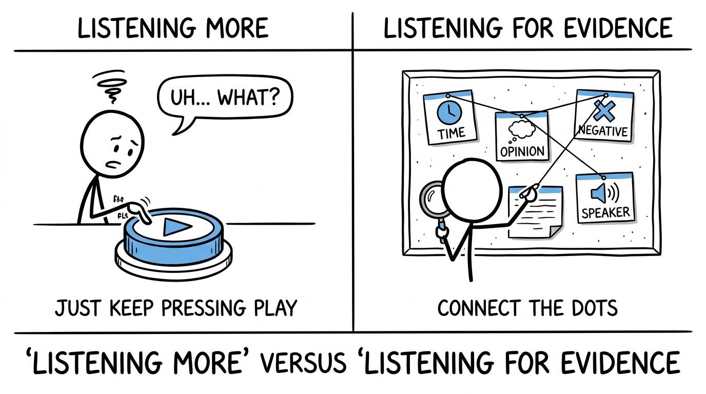 Two students discover the difference between more listening and listening for evidence
