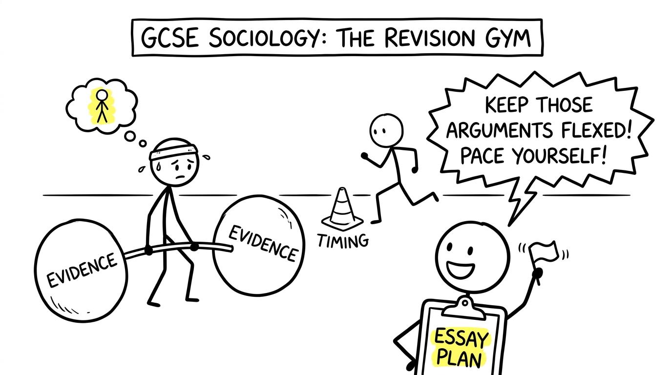 A student training evidence and timing in a revision gym