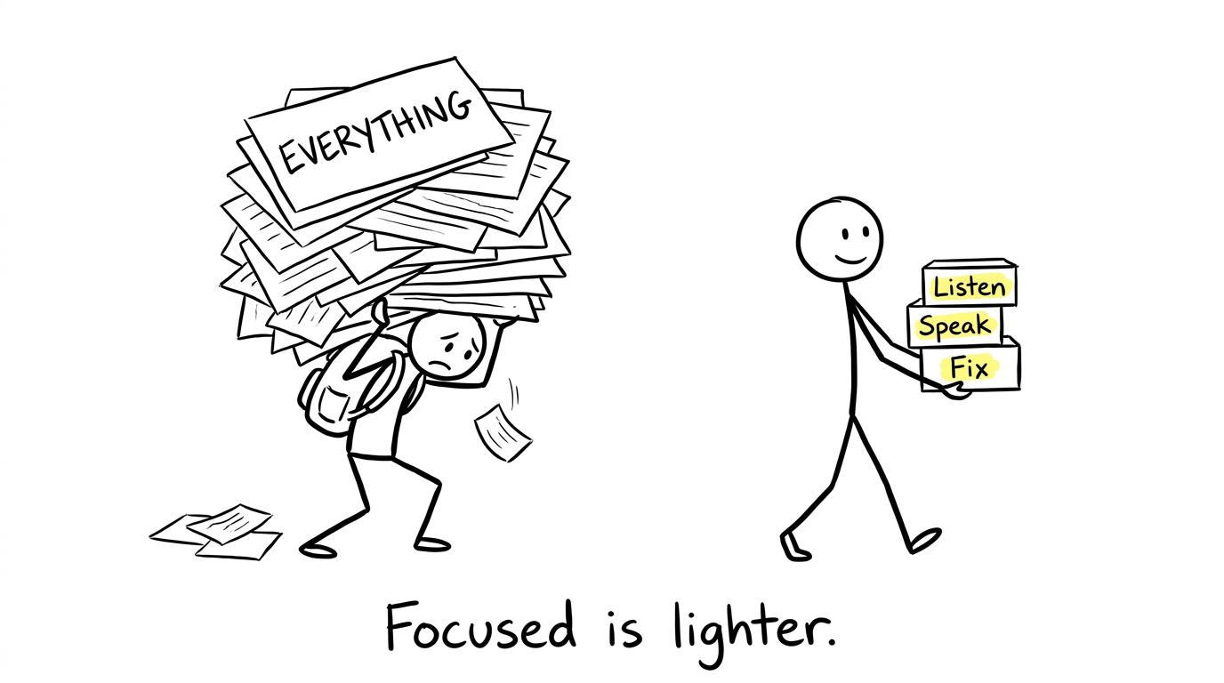 One student carries everything while another chooses three focused revision tasks