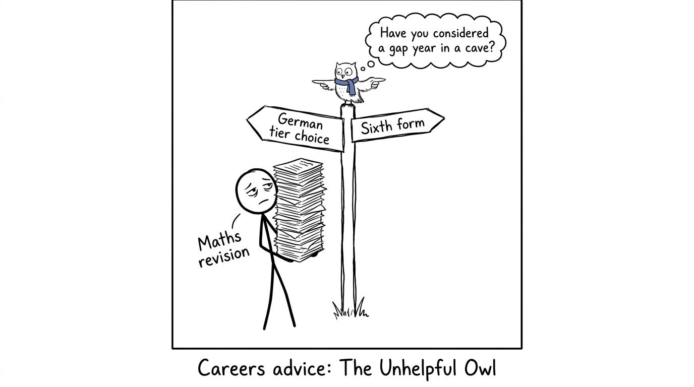 A student navigating German tier choices, sixth form and maths revision