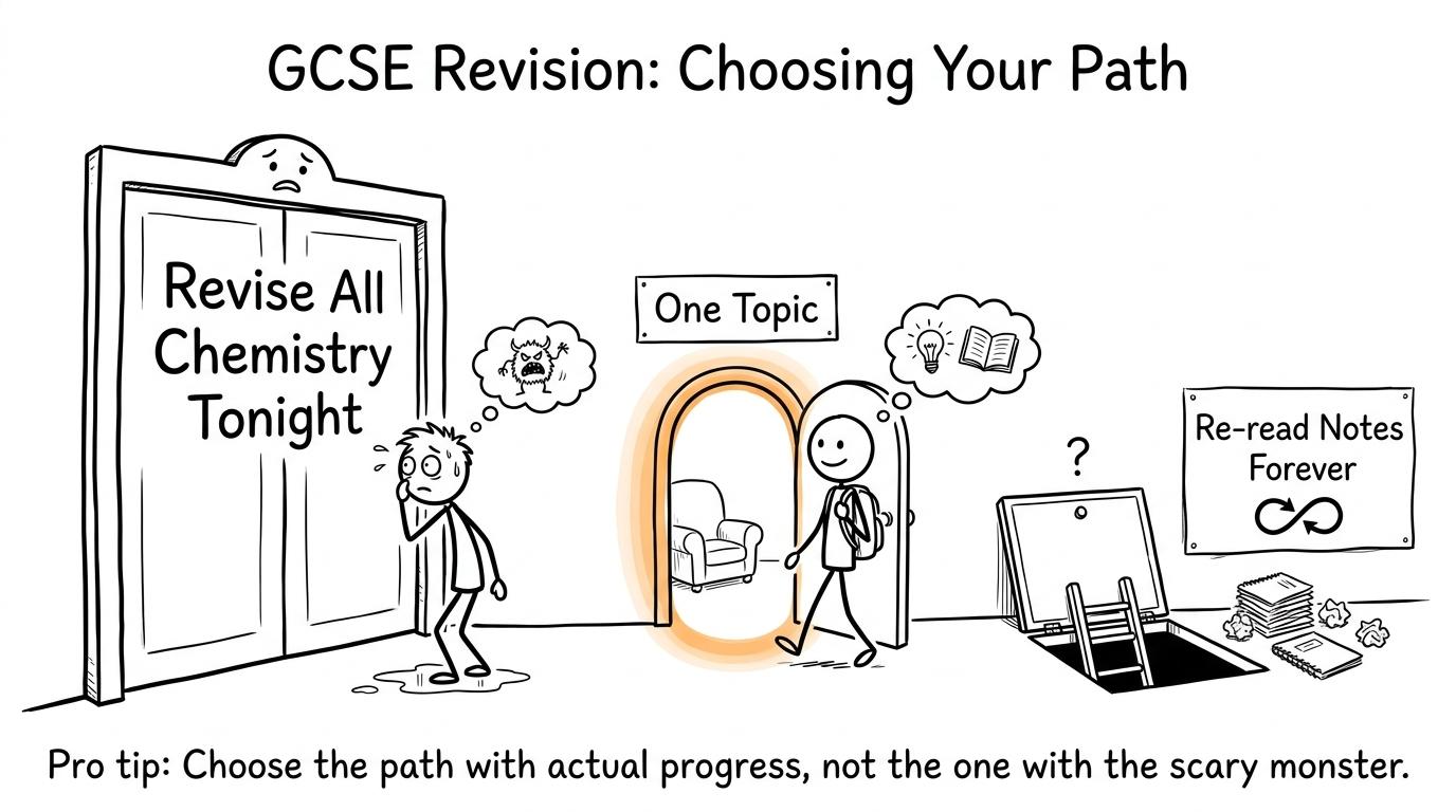 A student chooses one topic instead of trying to revise all chemistry at once