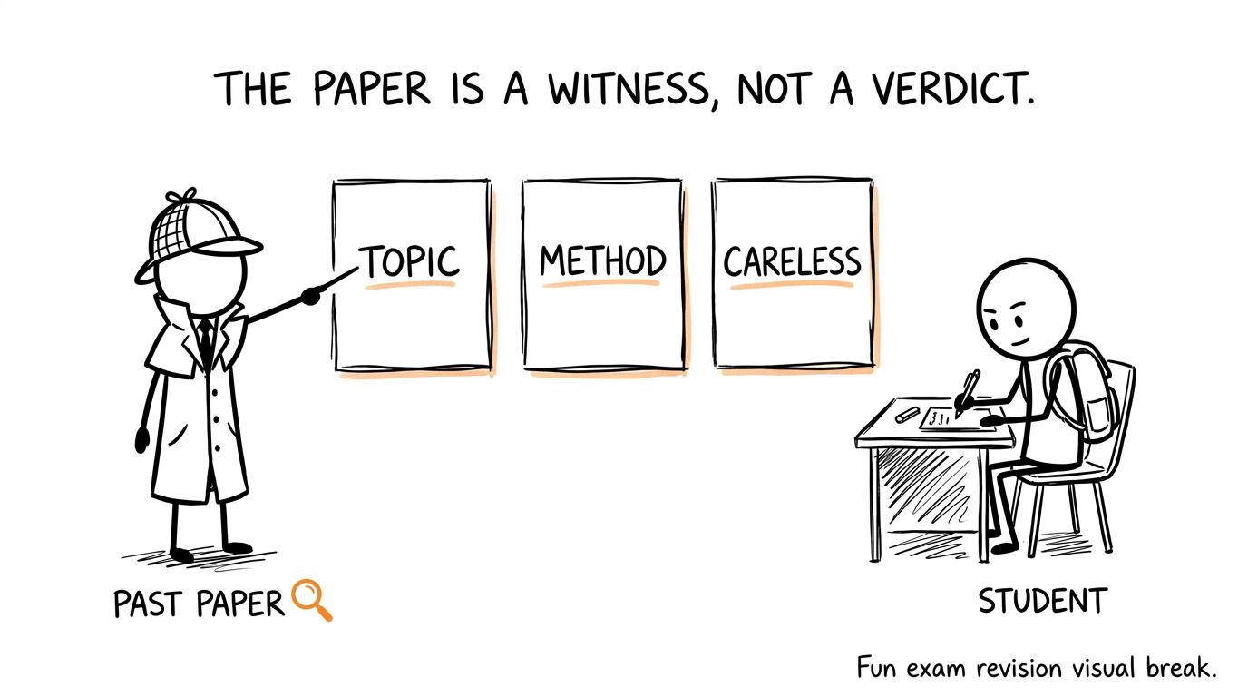 A past paper acts as a detective identifying different types of revision mistake