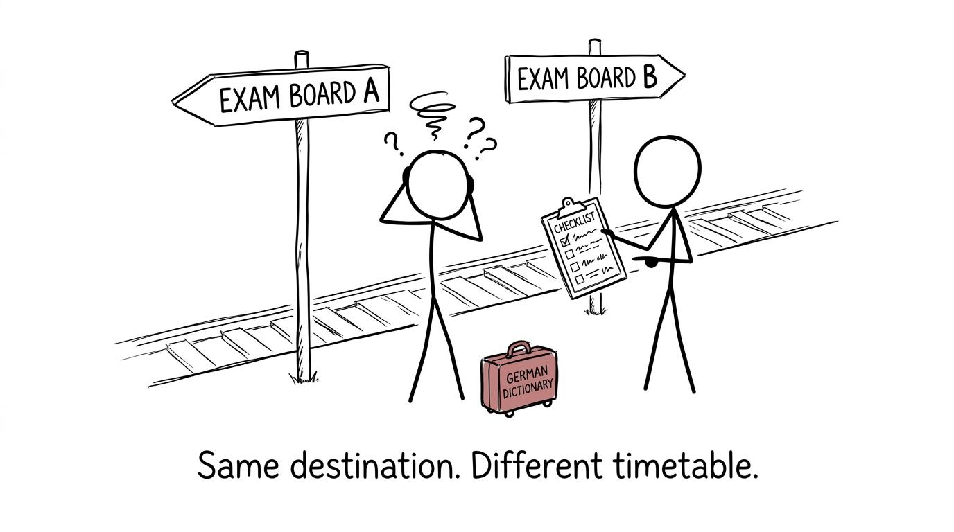 A student choosing between two exam-board routes
