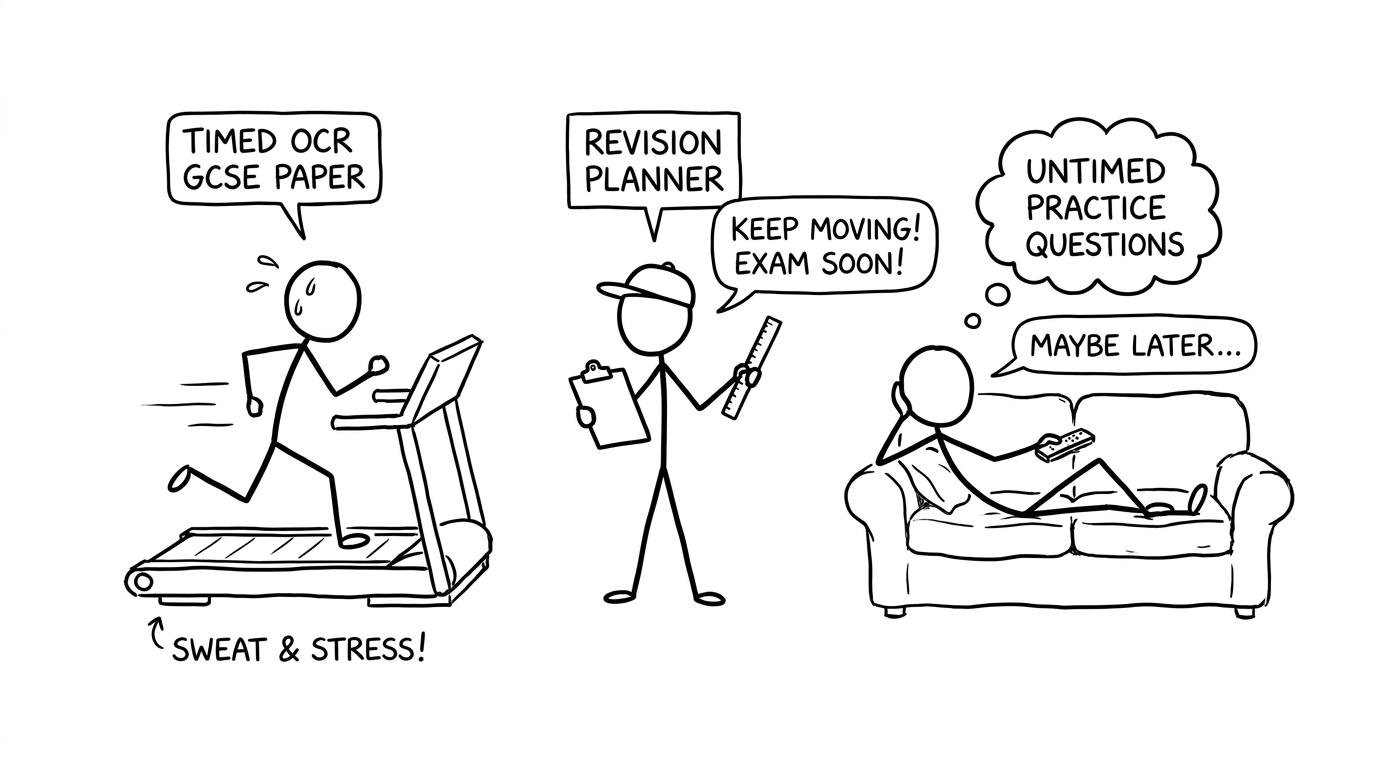 Timed paper treadmill vs untimed practice sofa