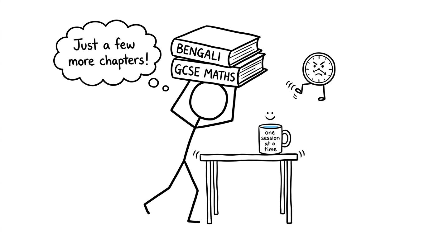 An adult learner balancing Bengali, GCSE maths and an impatient clock