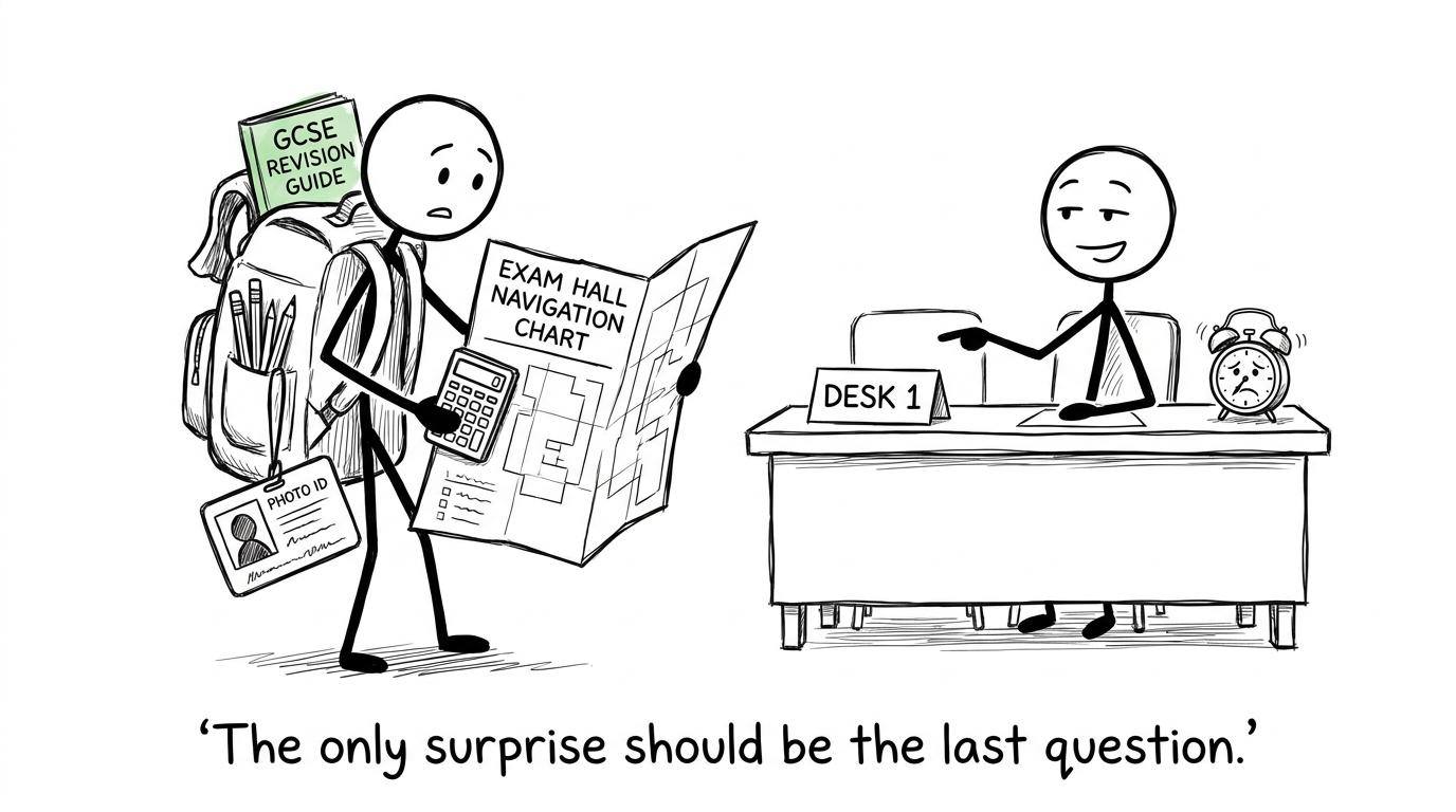 A well-prepared private candidate arriving early for an examination