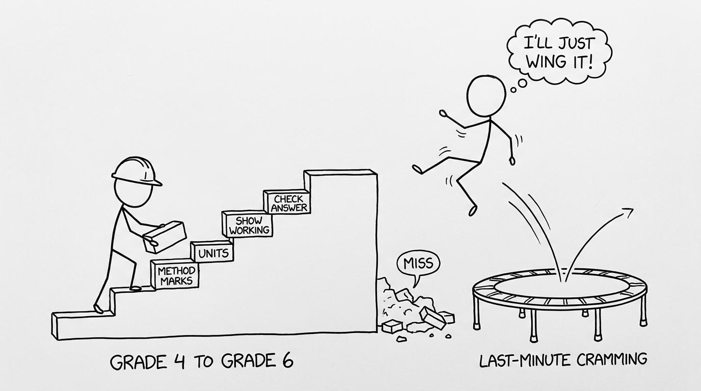 A staircase built from method marks beats last-minute cramming