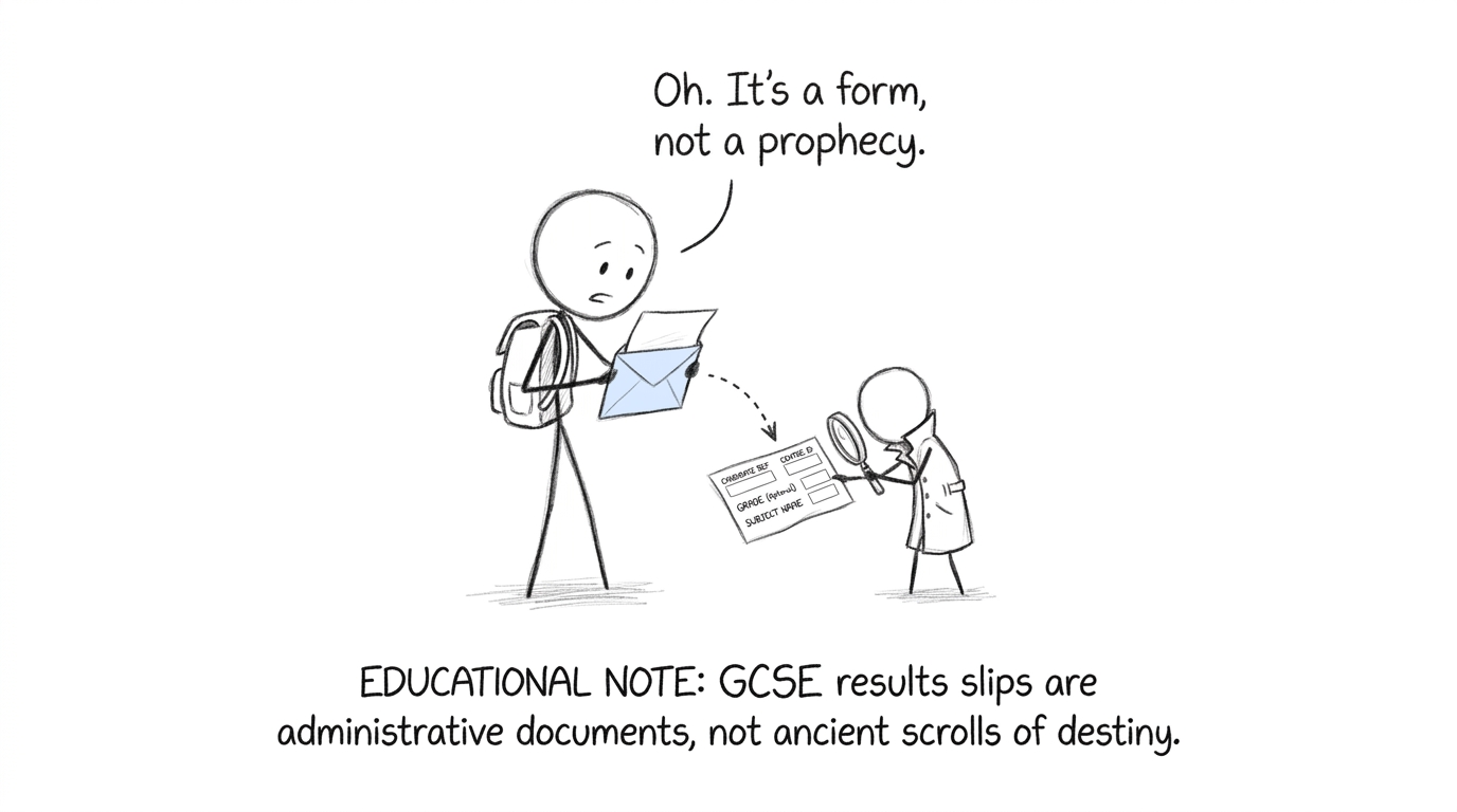A student discovers that a results slip is a form rather than a prophecy
