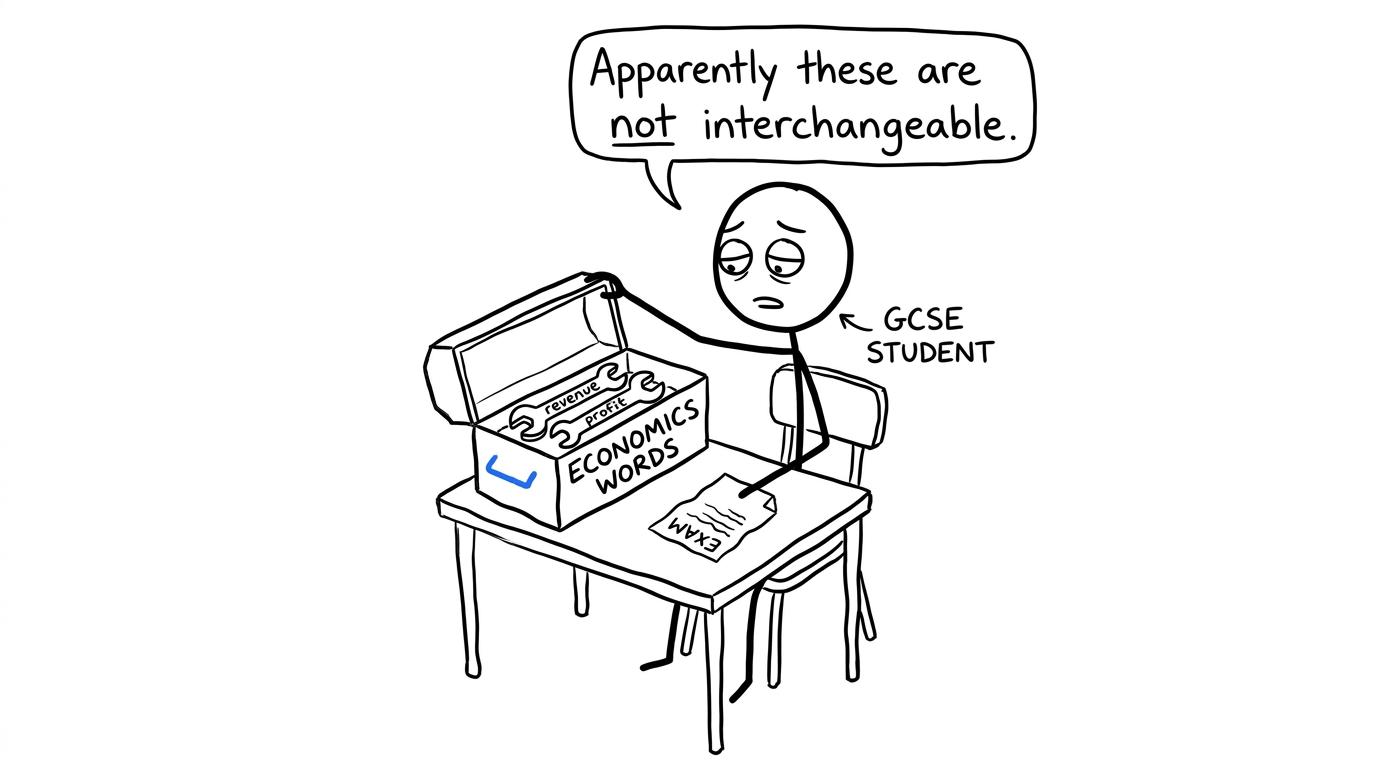 A student discovers that revenue and profit are different tools