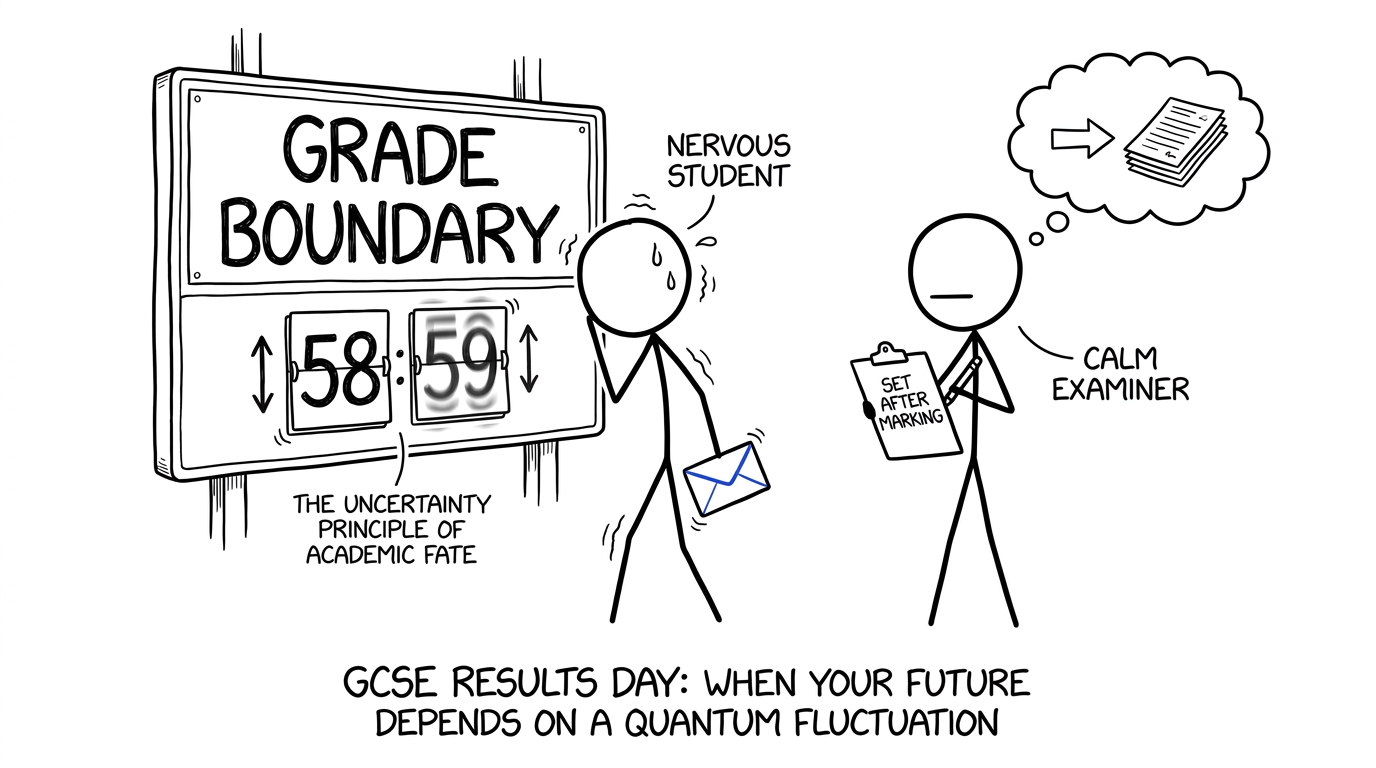 A nervous student watching a grade boundary results board