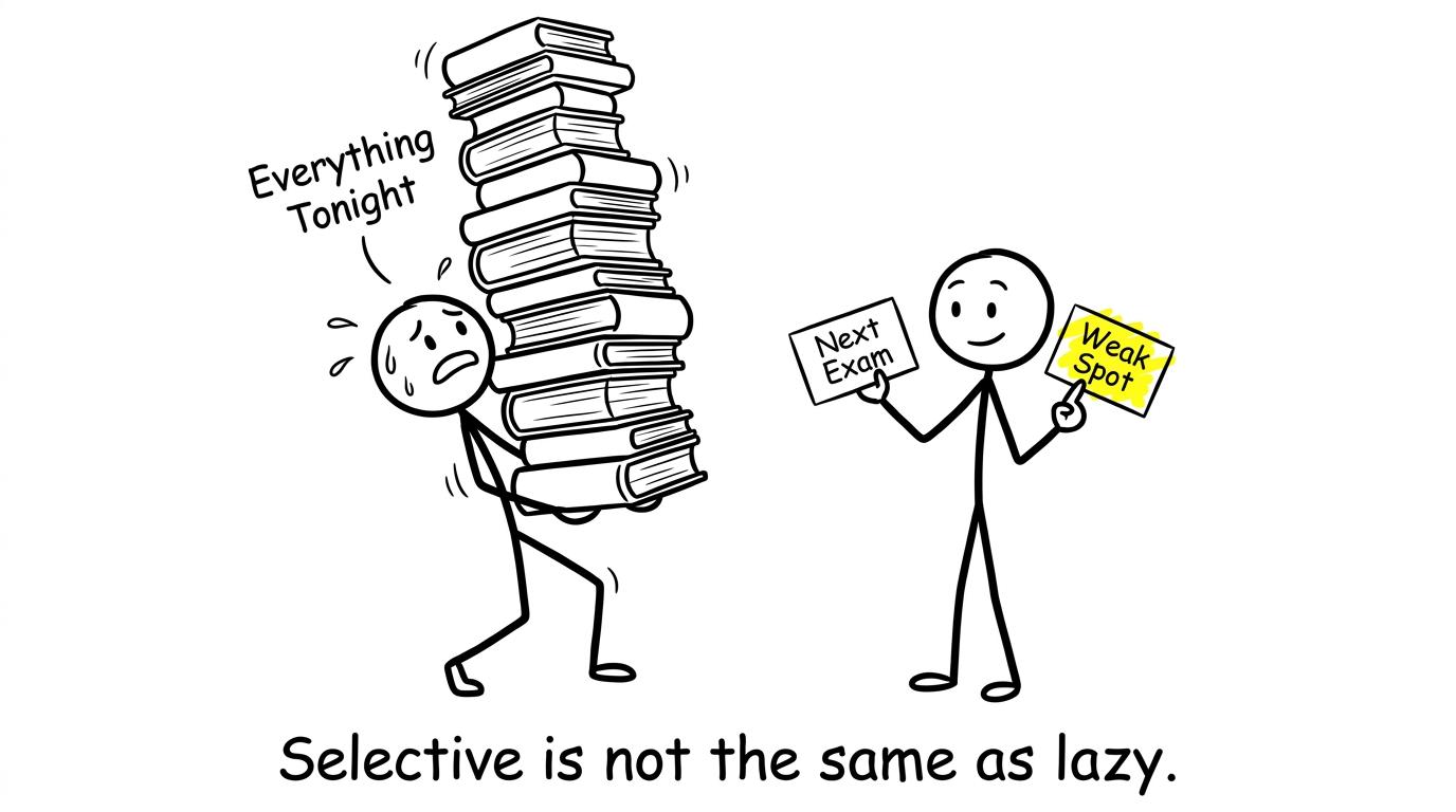 A student discovering that selective revision is not the same as laziness